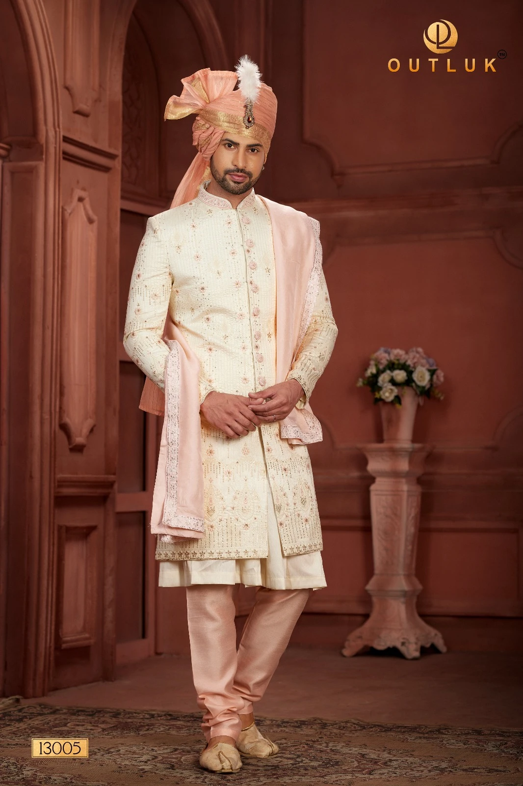 Outluk Wedding Sherwani Vol 13 Pure Silk Wholesale Handwork Sherwani Collection Catalog — Singles, MPA wholesale from Surat - Gallery Image 9